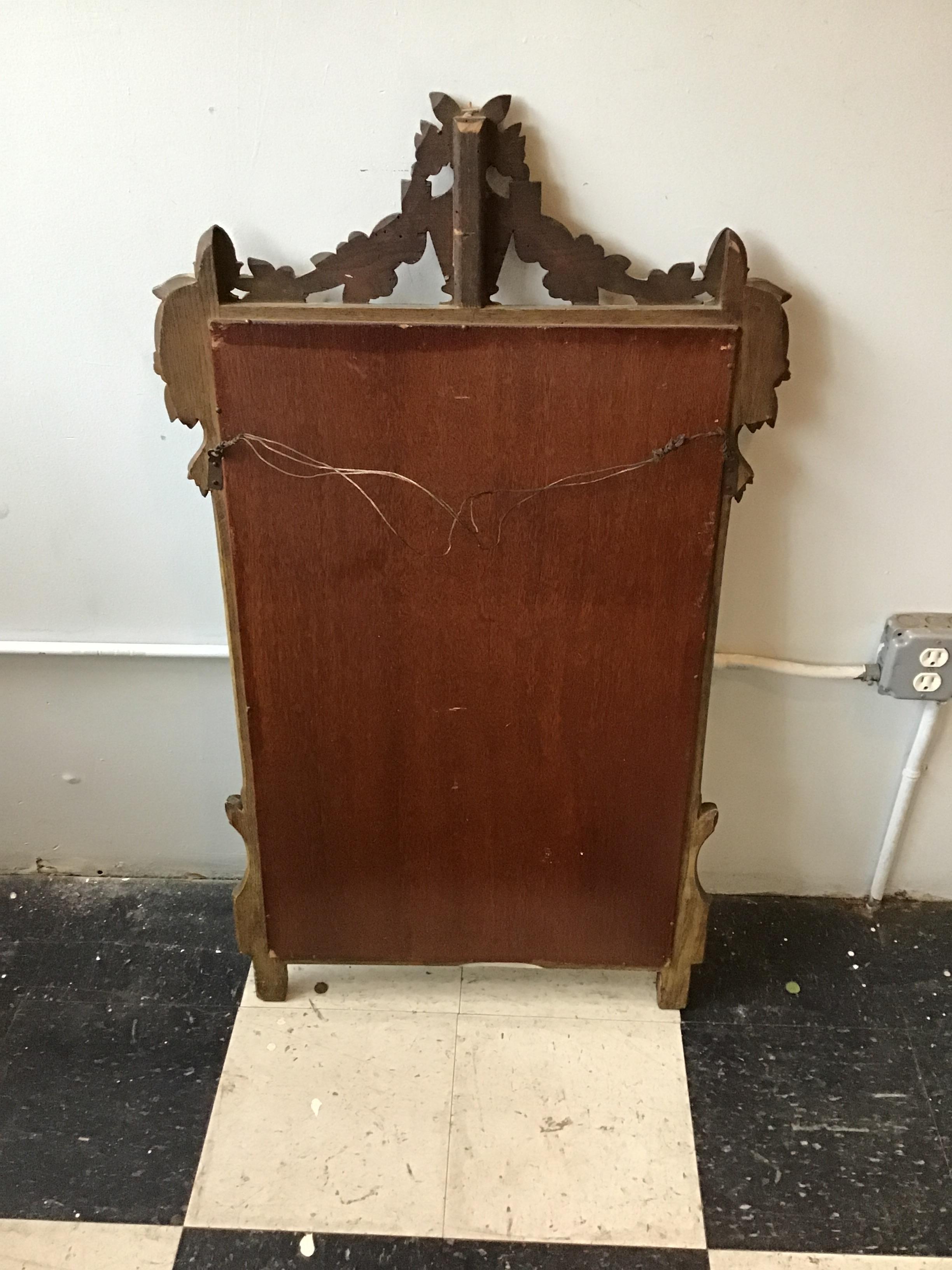 1940s Carved Wood French Mirror With Urn On Top For Sale 4