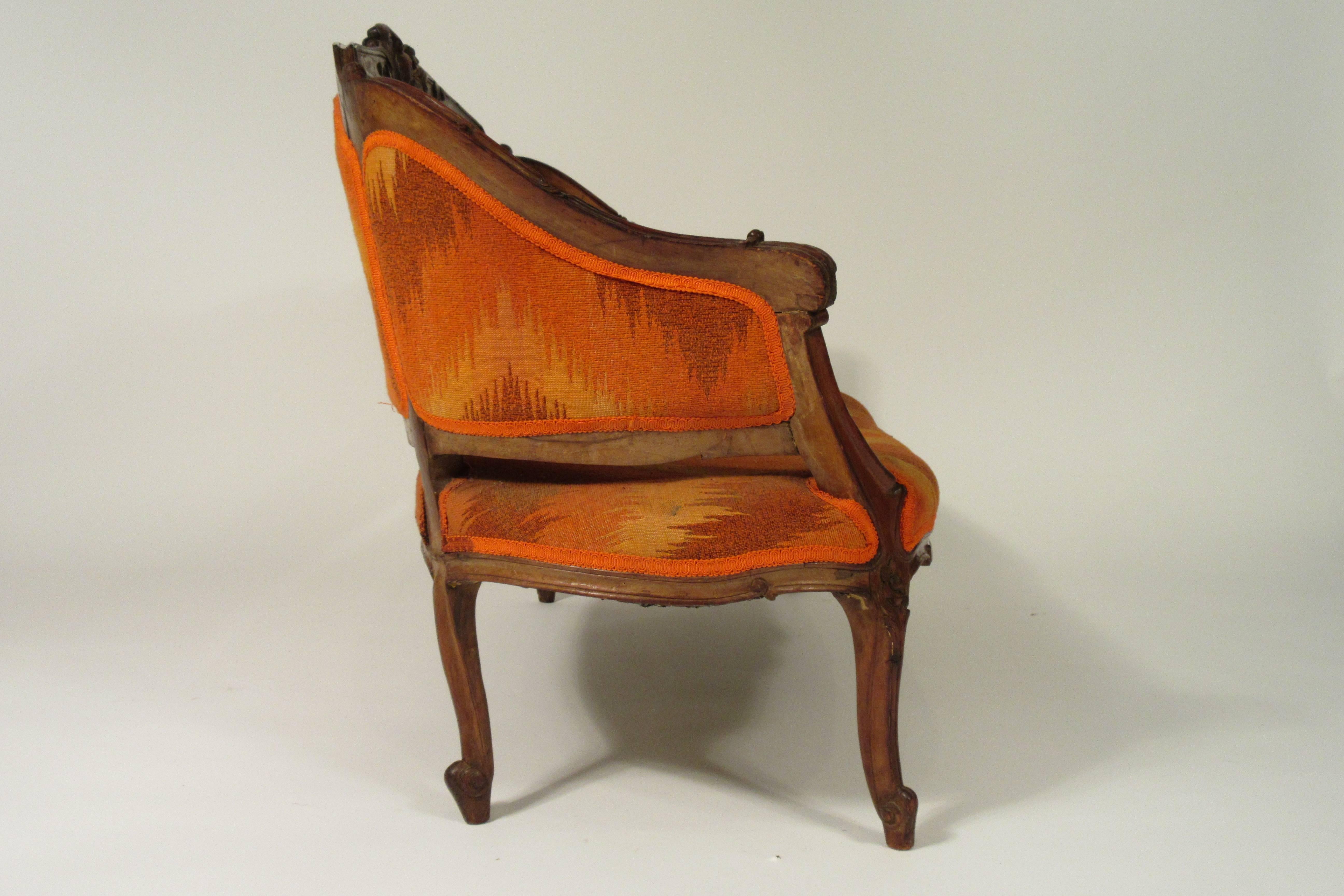 1940s Carved Wood French Style Settee 2