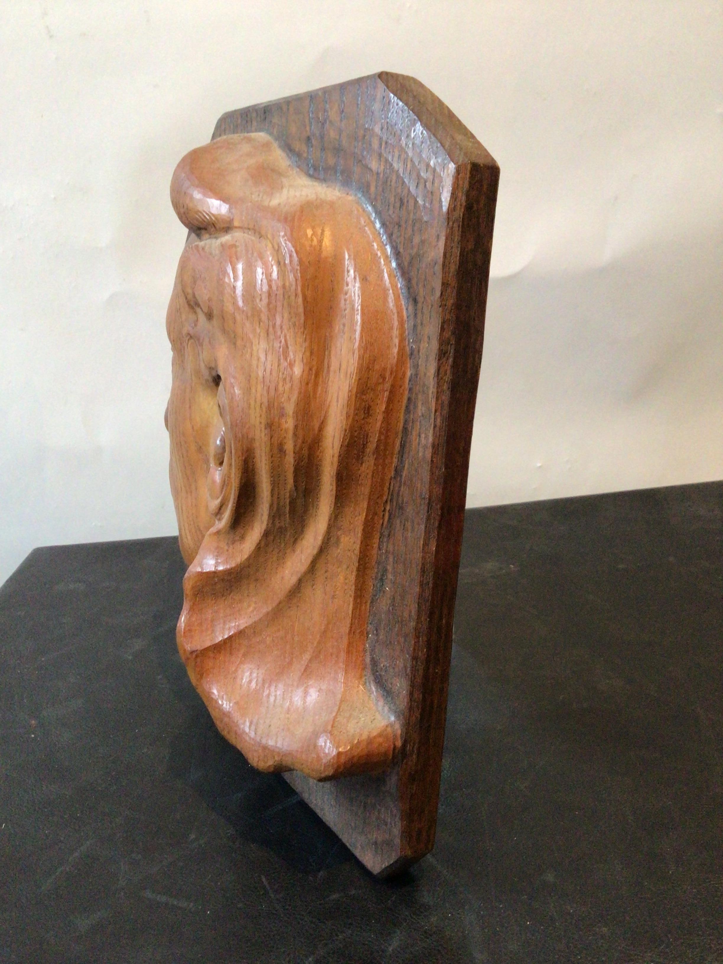 Mid-20th Century 1940s Carved Wood Profile of a Lady For Sale