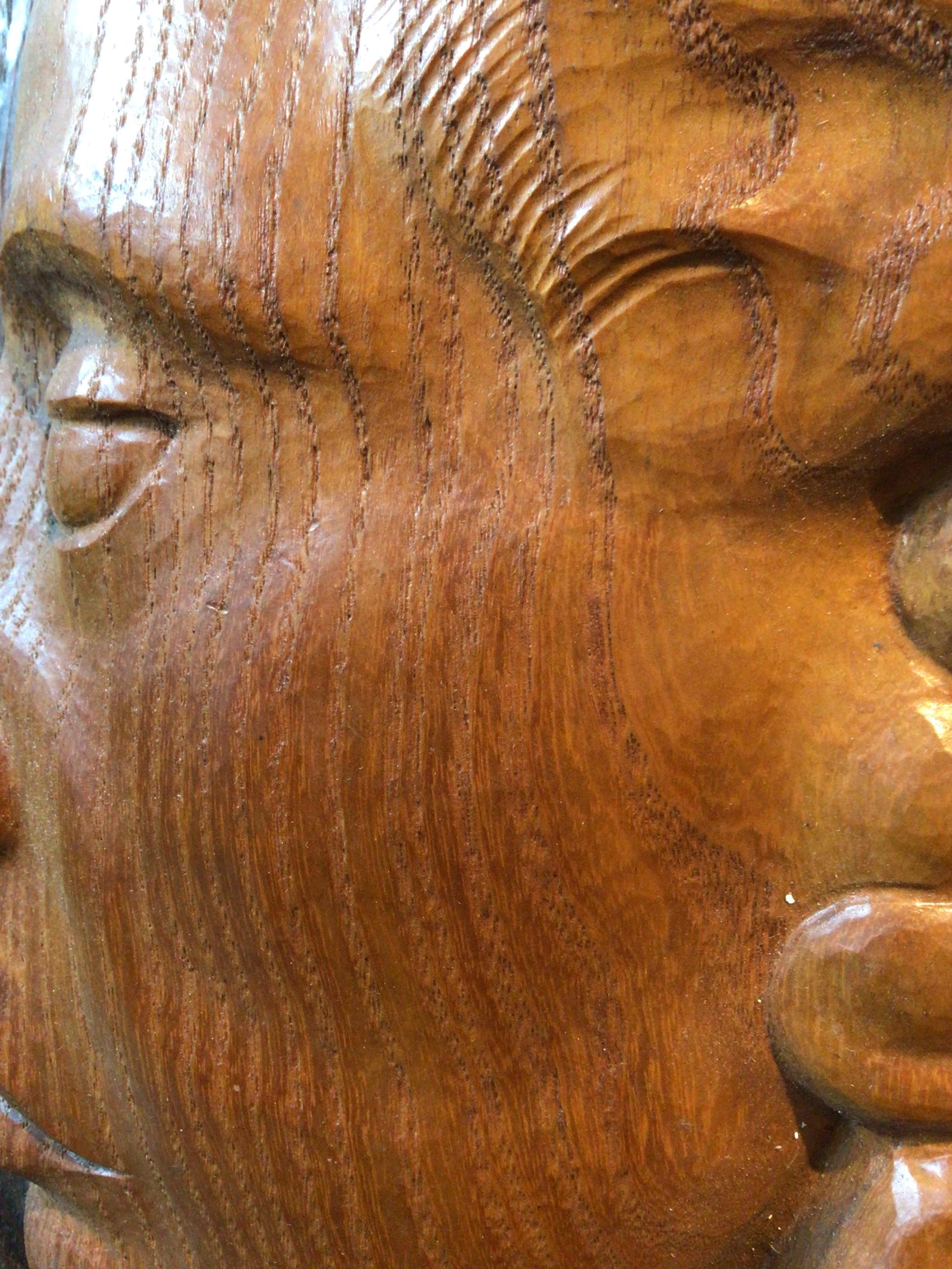 1940s Carved Wood Profile of a Lady For Sale 3