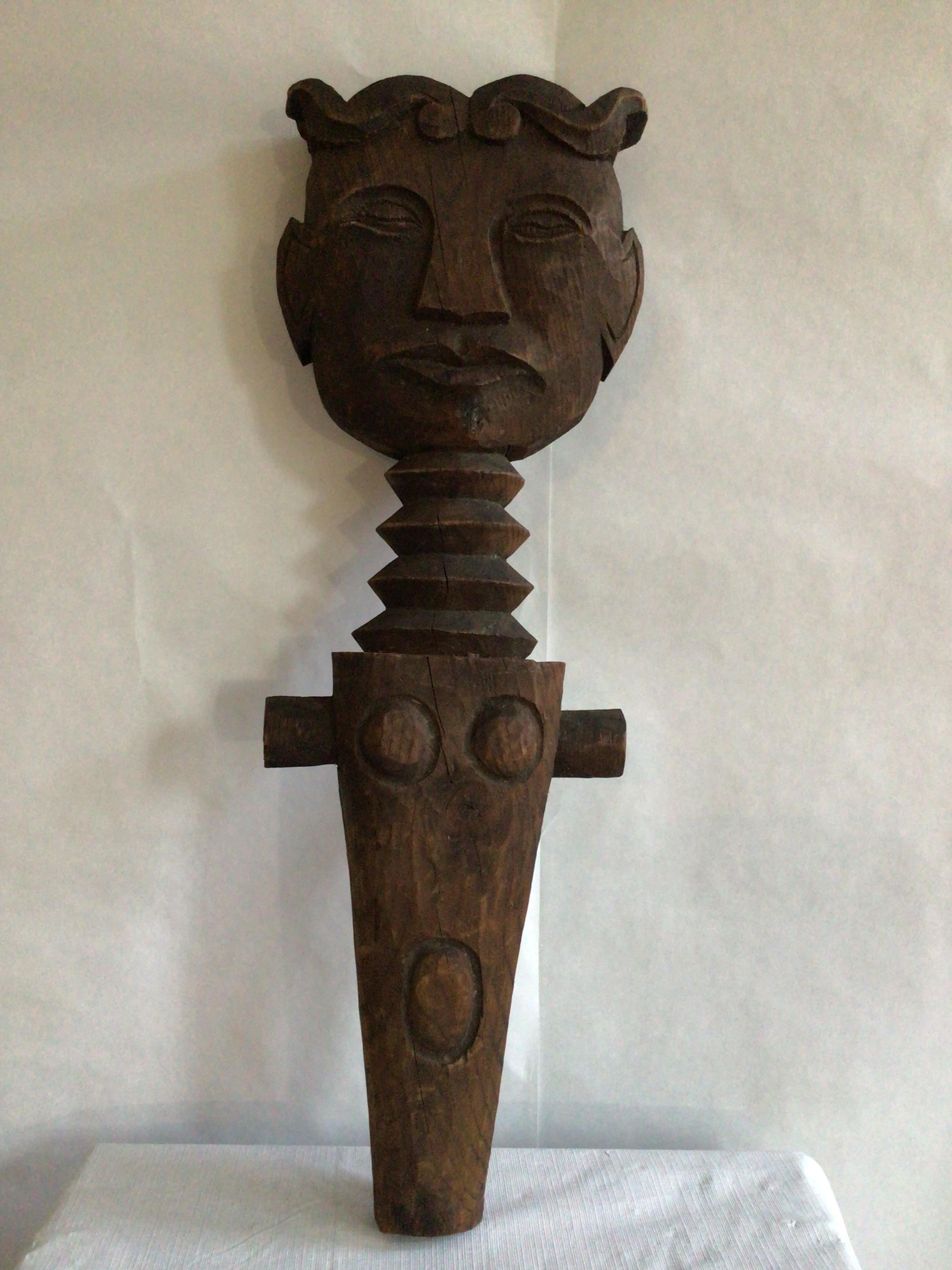 Mid-20th Century 1940s Carved Wood Statue  For Sale