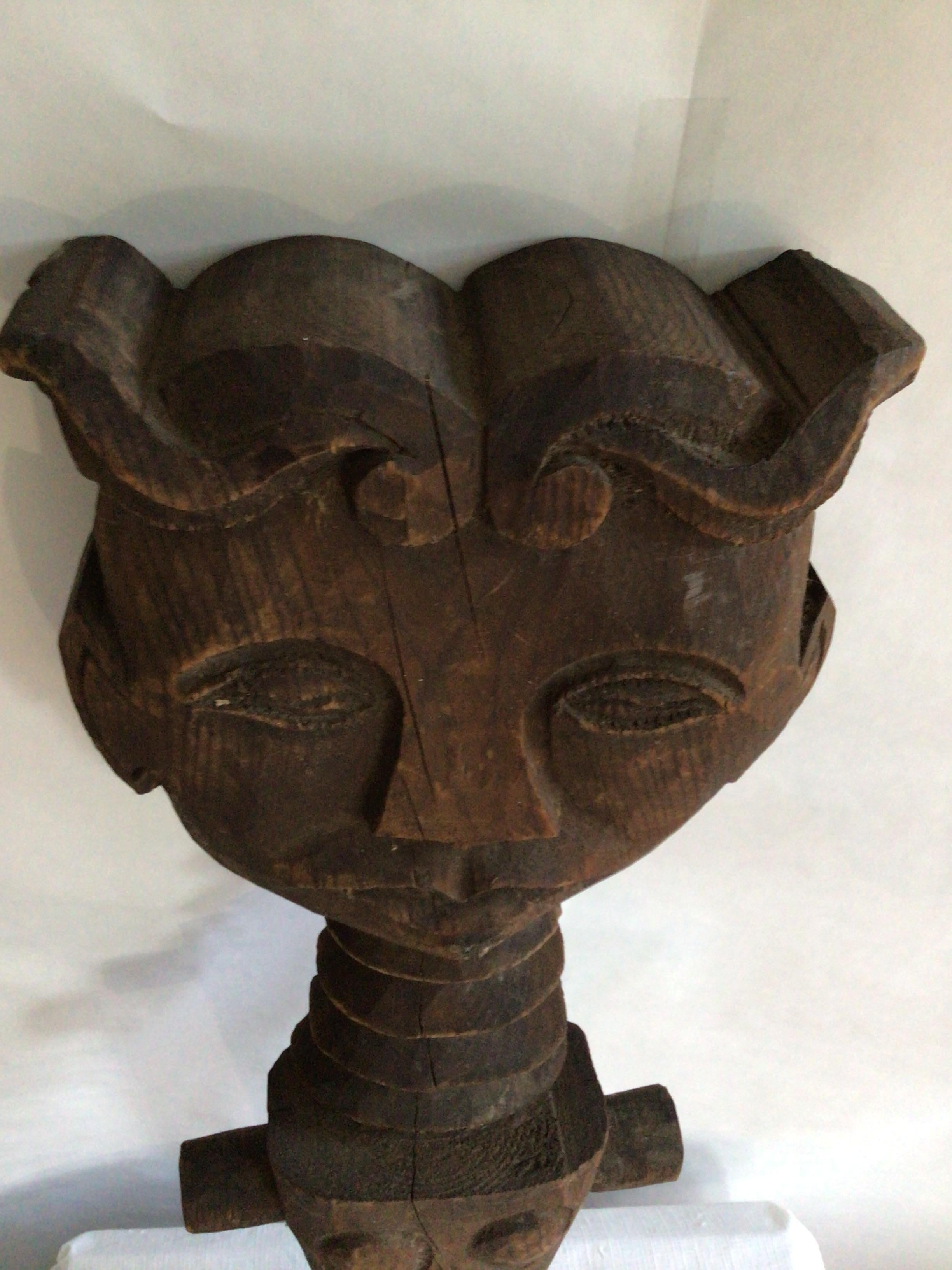 1940s Carved Wood Statue  For Sale 3