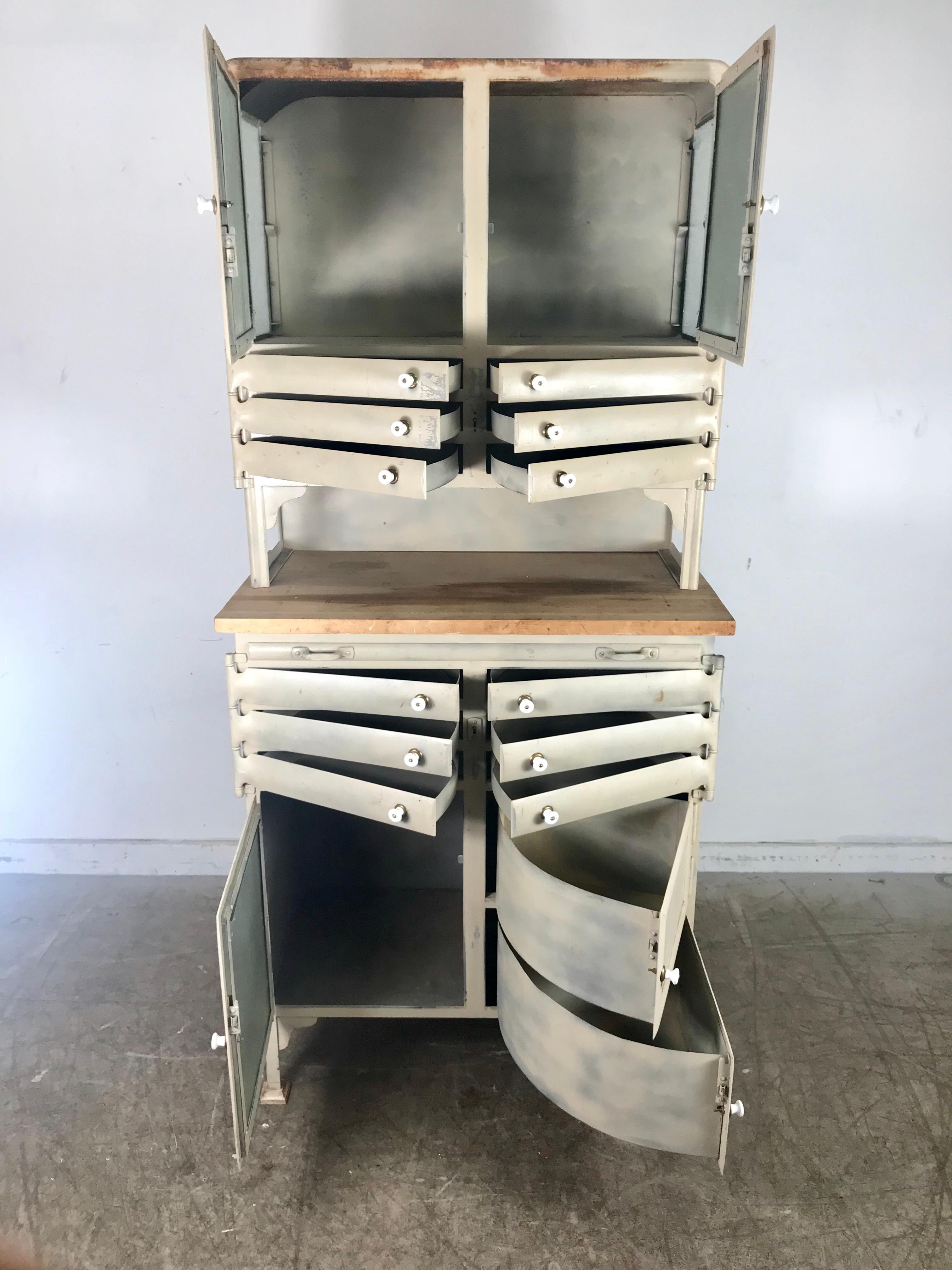 1940s Cast Steel Industrial Cabinet, Multi Pie Wedge Drawer and Doors 1