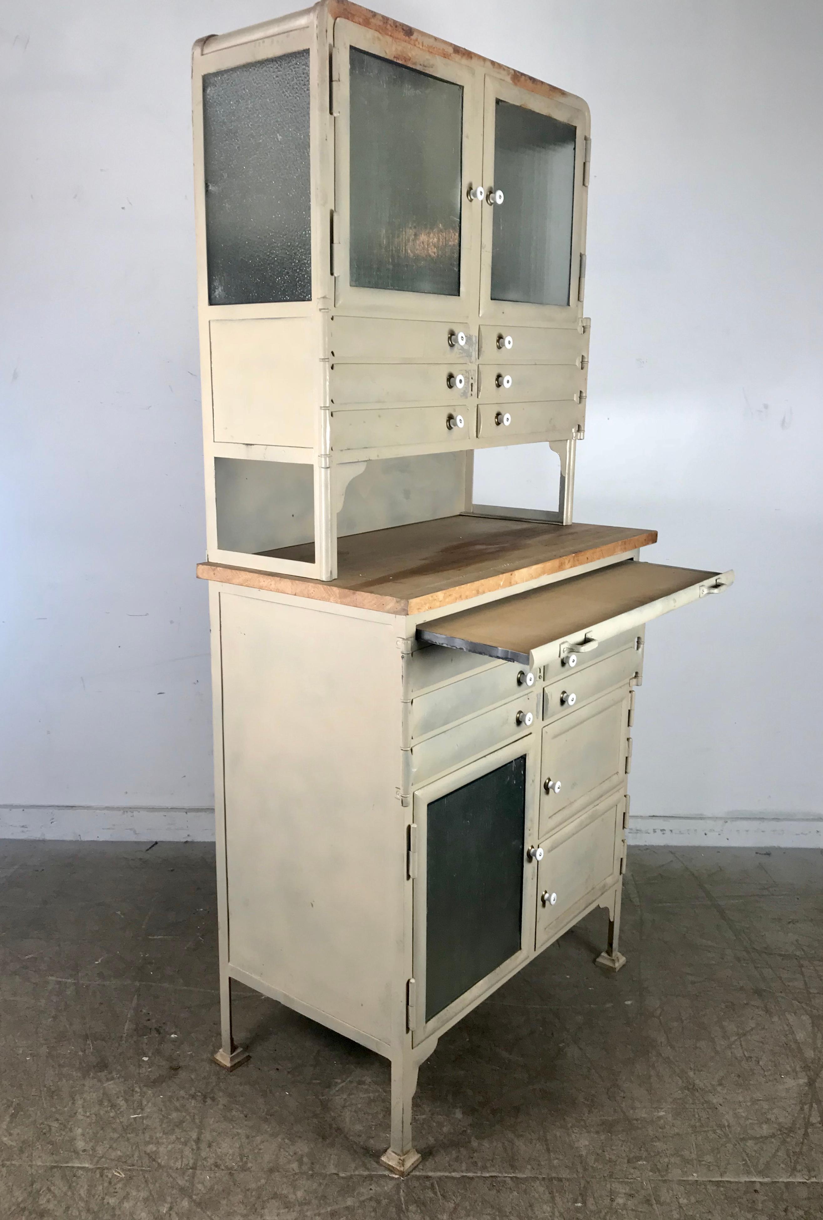1940s Cast Steel Industrial Cabinet, Multi Pie Wedge Drawer and Doors 2