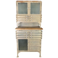 Vintage 1940s Cast Steel Industrial Cabinet, Multi Pie Wedge Drawer and Doors