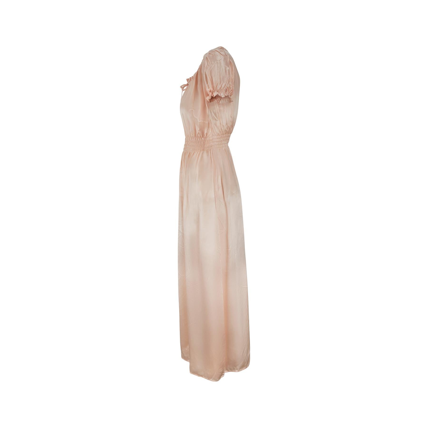 CC41 Pfirsichfarbenes Satin Slip Kleid mit Etikett, 1940er Jahre (Beige) im Angebot