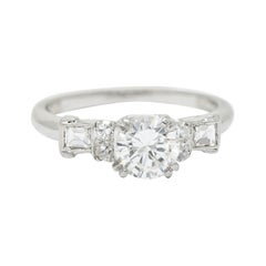 1940's C.D. Peacock 0.95 Carat Diamond Platinum Engagement Ring GIA