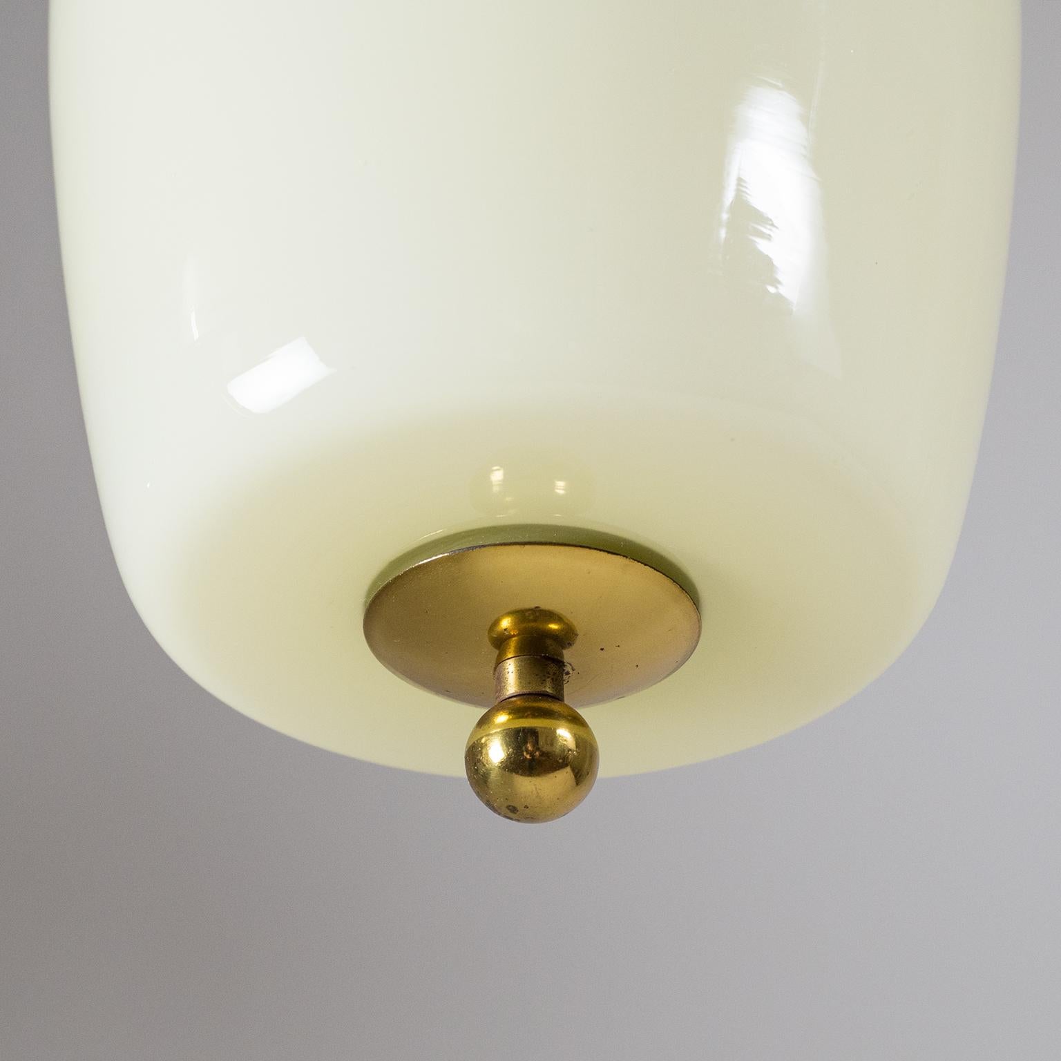 1940s Ceiling Light, Brass and Ivory Glass 3