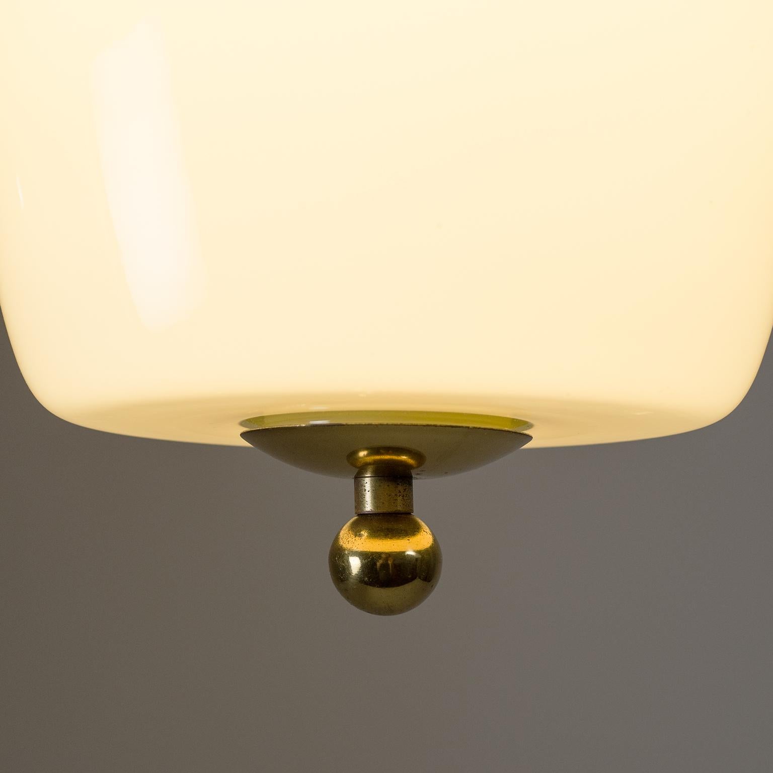 1940s Ceiling Light, Brass and Ivory Glass 4