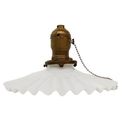 1940s Ceiling Single Light Pendant with Milk Glass Shade