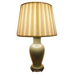 1940s Celadon Green Asian Ceramic Table Lamp