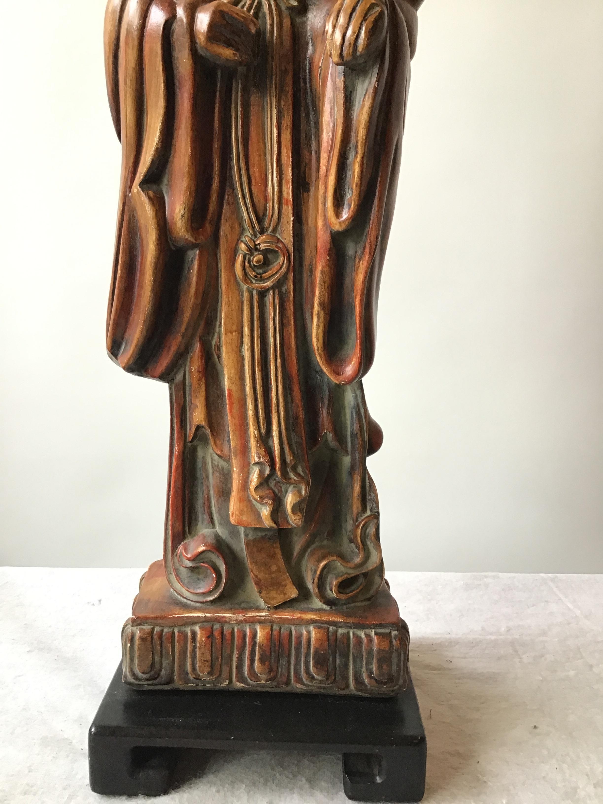 1940s Ceramic Painted Asian Woman Table Lamp 5