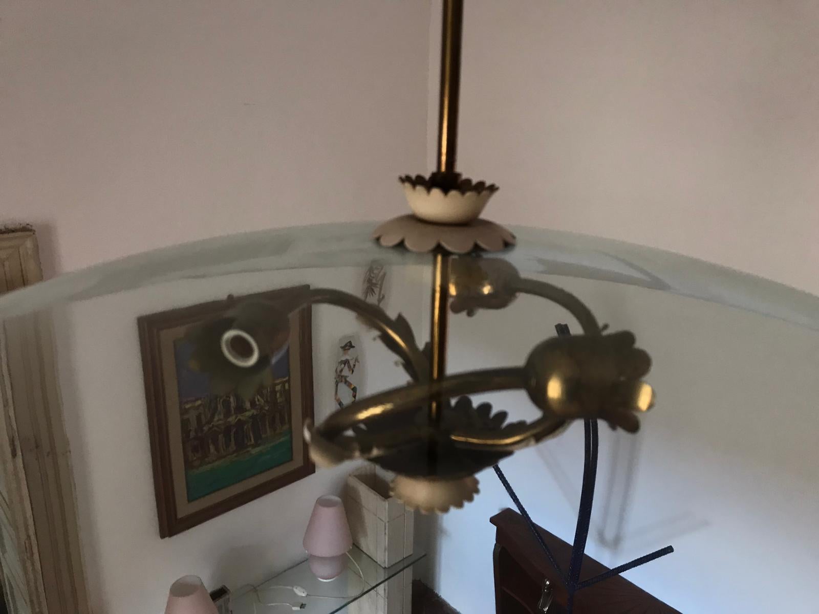 Brass 1940s Chandelier by Pietro Chiesa For Sale