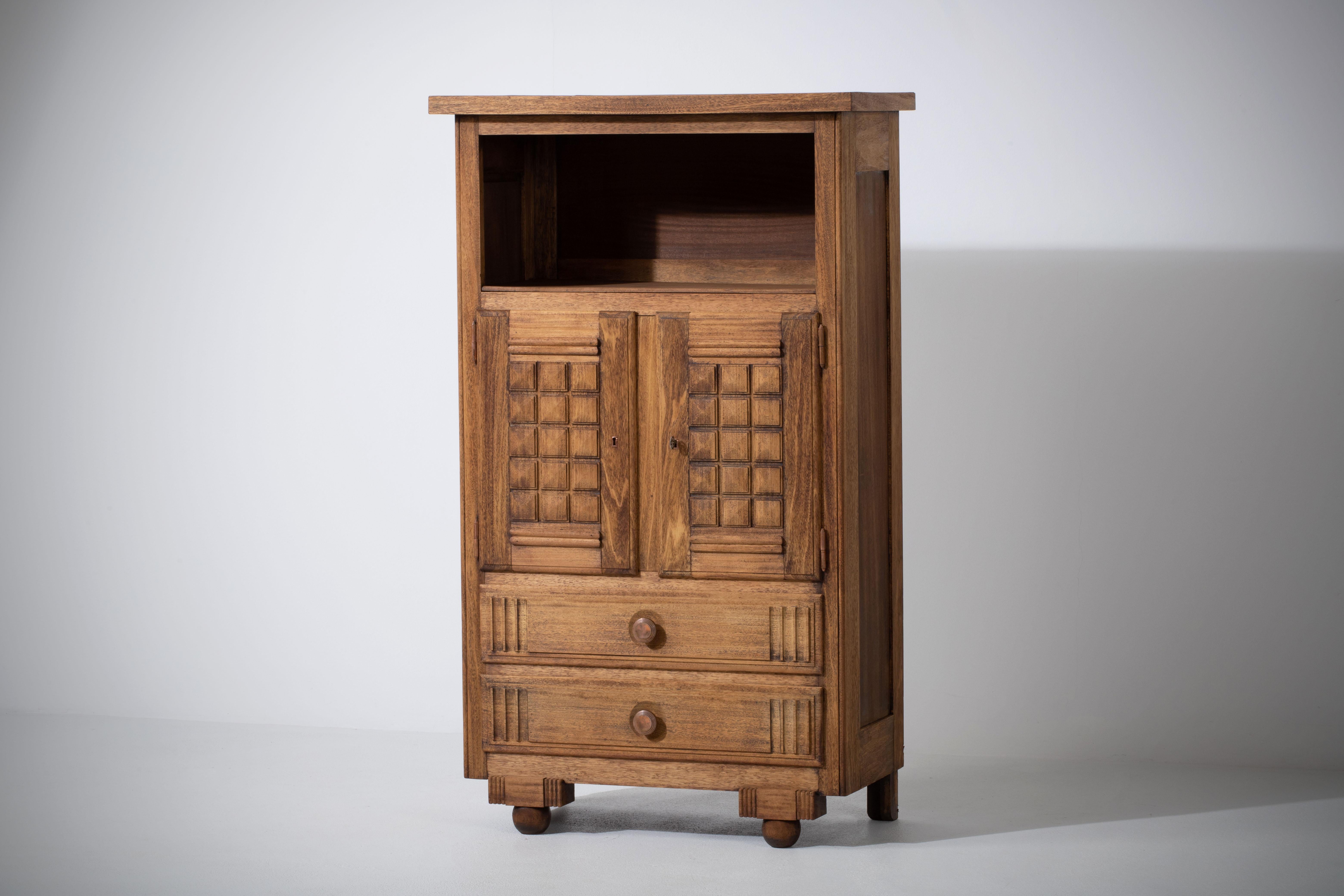 Mid-Century Modern 1940s Charles Dudouyt Oak Cabinet