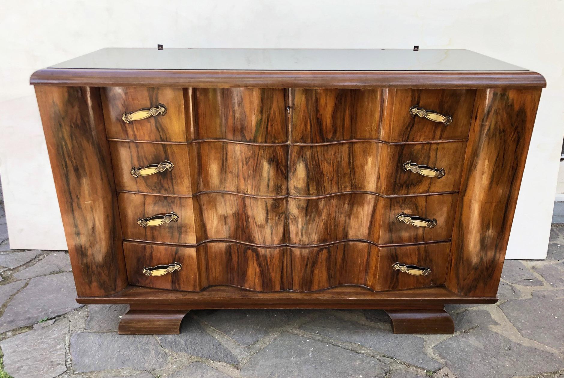  Chest of Drawers Rosewood Walnut Honeycomb Natural Color Italian Design In Good Condition For Sale In Buggiano, IT