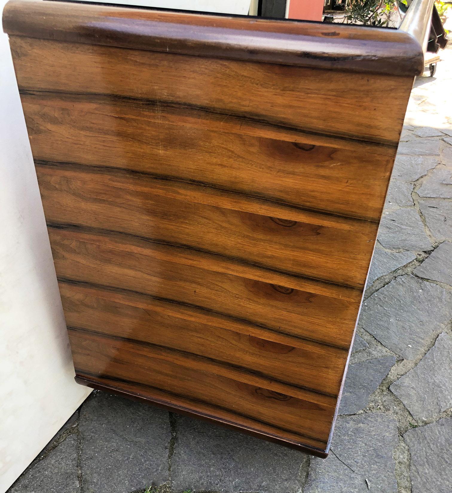 Mid-20th Century  Chest of Drawers Rosewood Walnut Honeycomb Natural Color Italian Design For Sale
