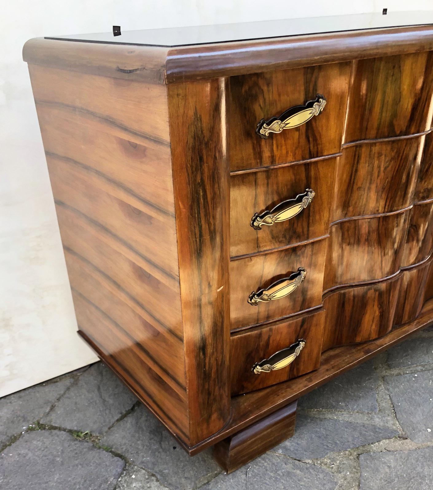  Chest of Drawers Rosewood Walnut Honeycomb Natural Color Italian Design For Sale 1