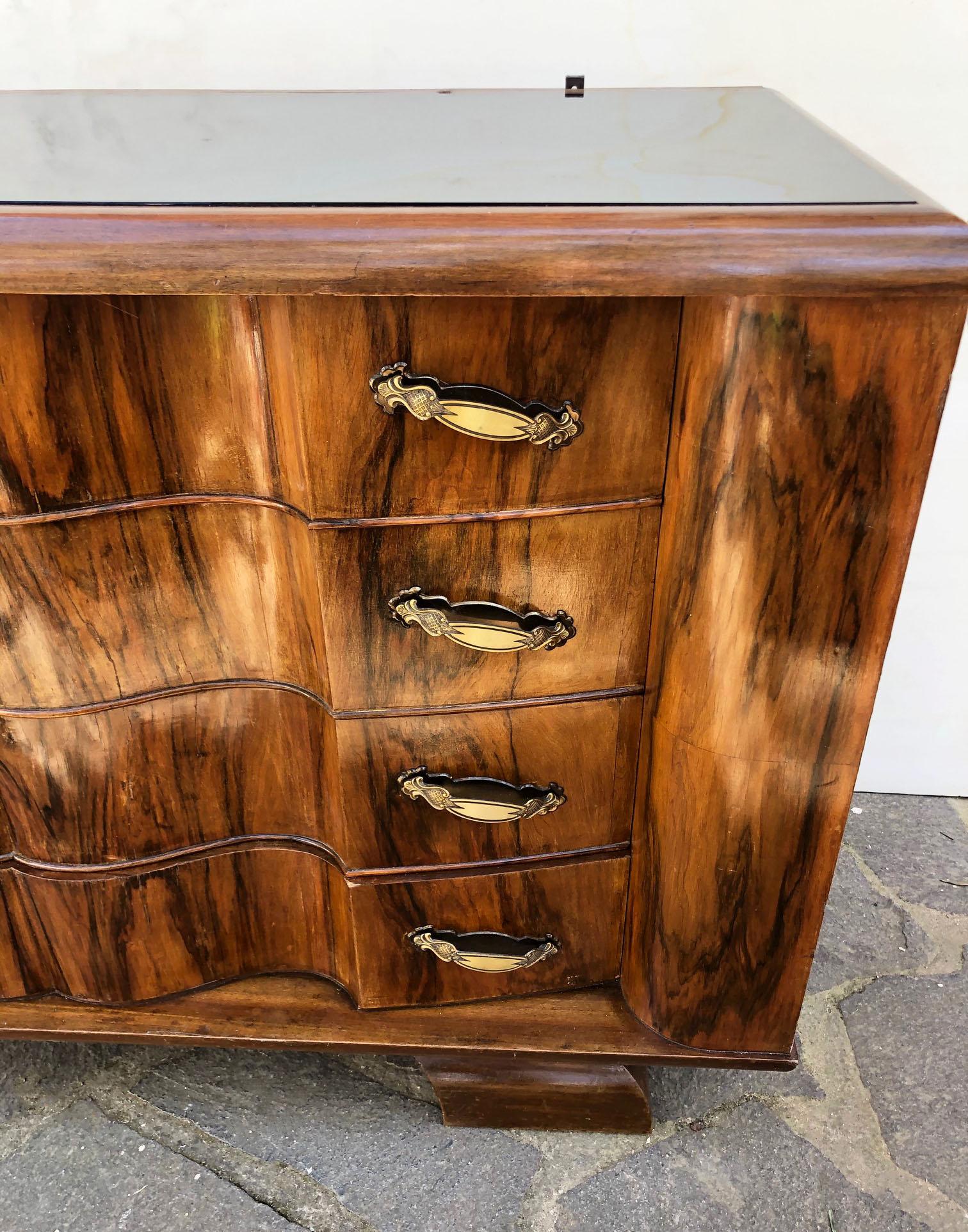  Chest of Drawers Rosewood Walnut Honeycomb Natural Color Italian Design For Sale 2