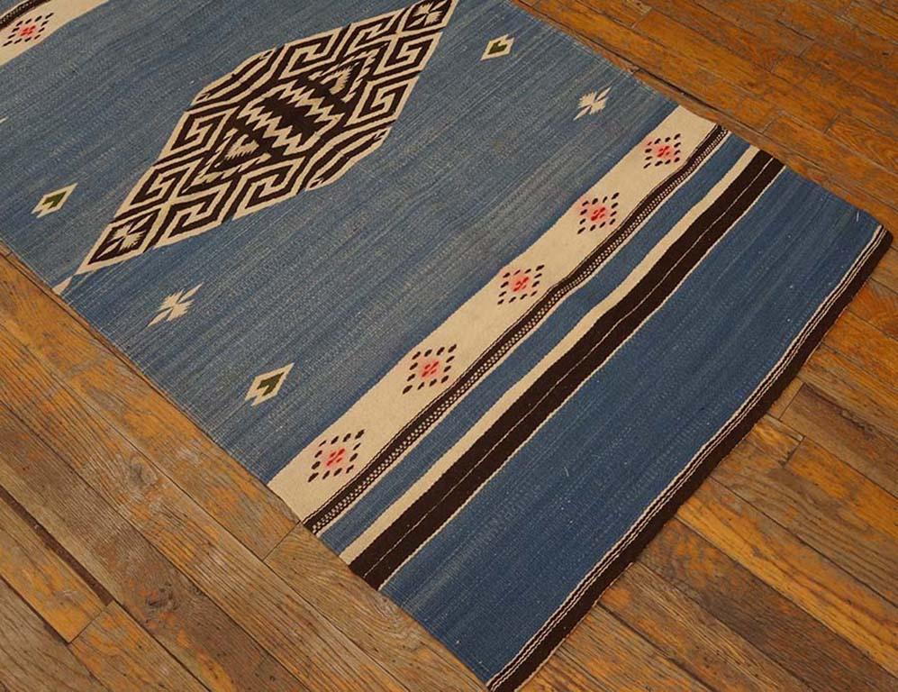 Hand-Woven 1940s Chimayo Flatweave Carpet