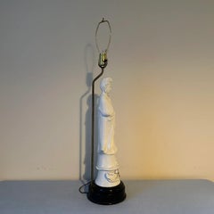 1940s Chinese Blanc-de-Chine Figural Lamp of the Goddess Guanyin