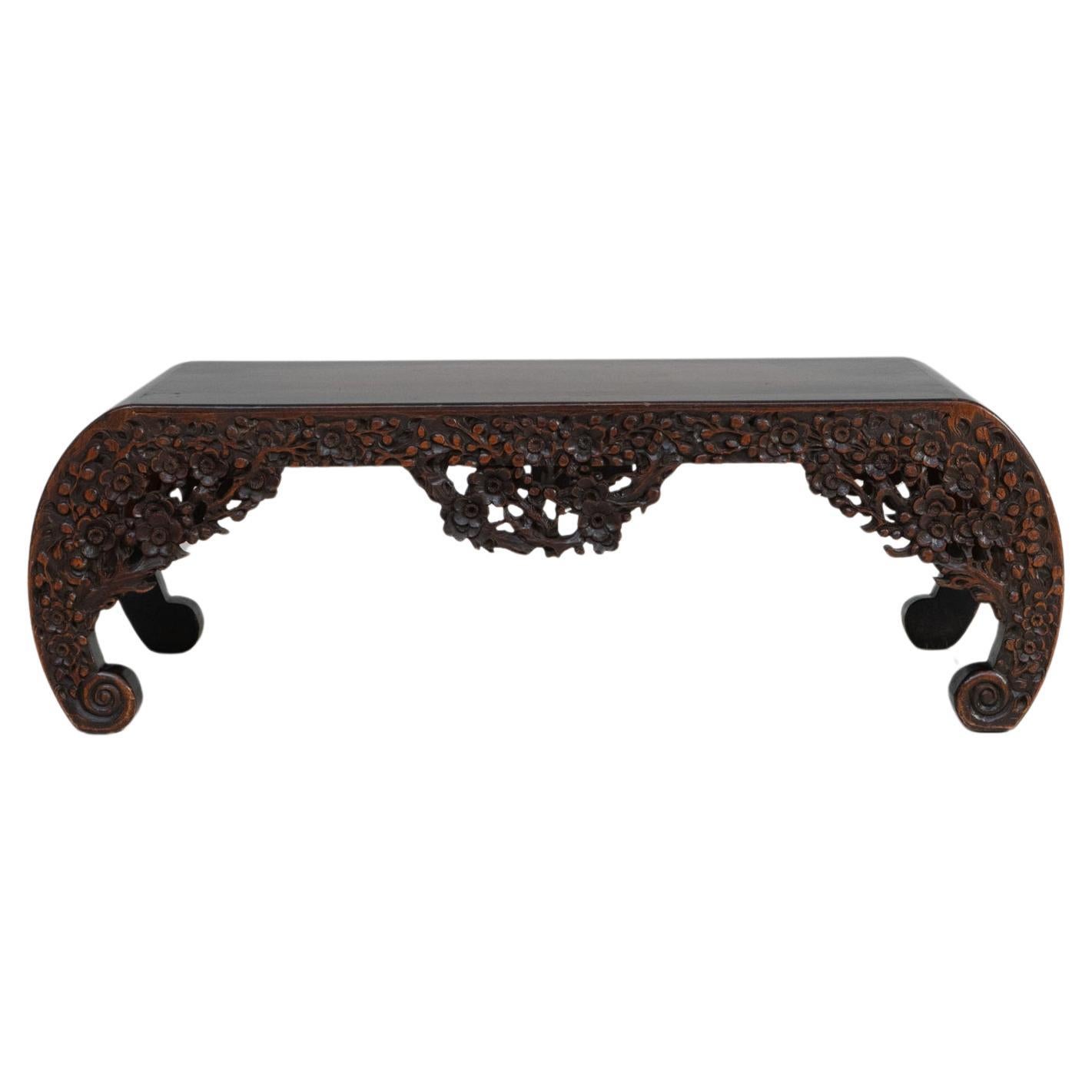 1940s Chinese Carved Wooden Coffee Table
