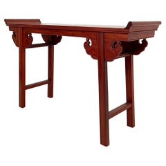 1940s Chinese Console / Altar Table in Red Brown Hardwood