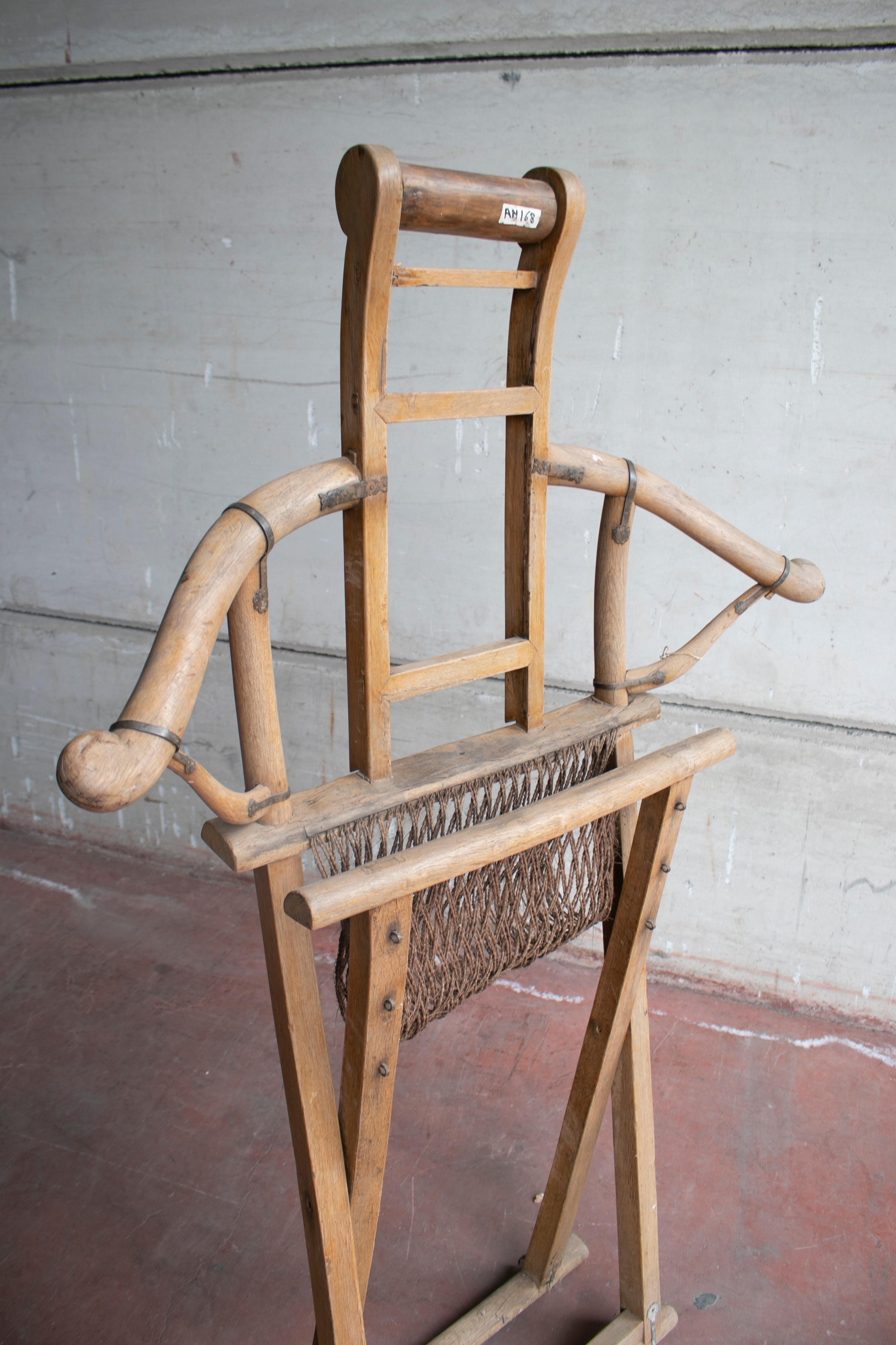 1940s Chinese Deck Sofa Chair with Arms and Woven String Seat 4