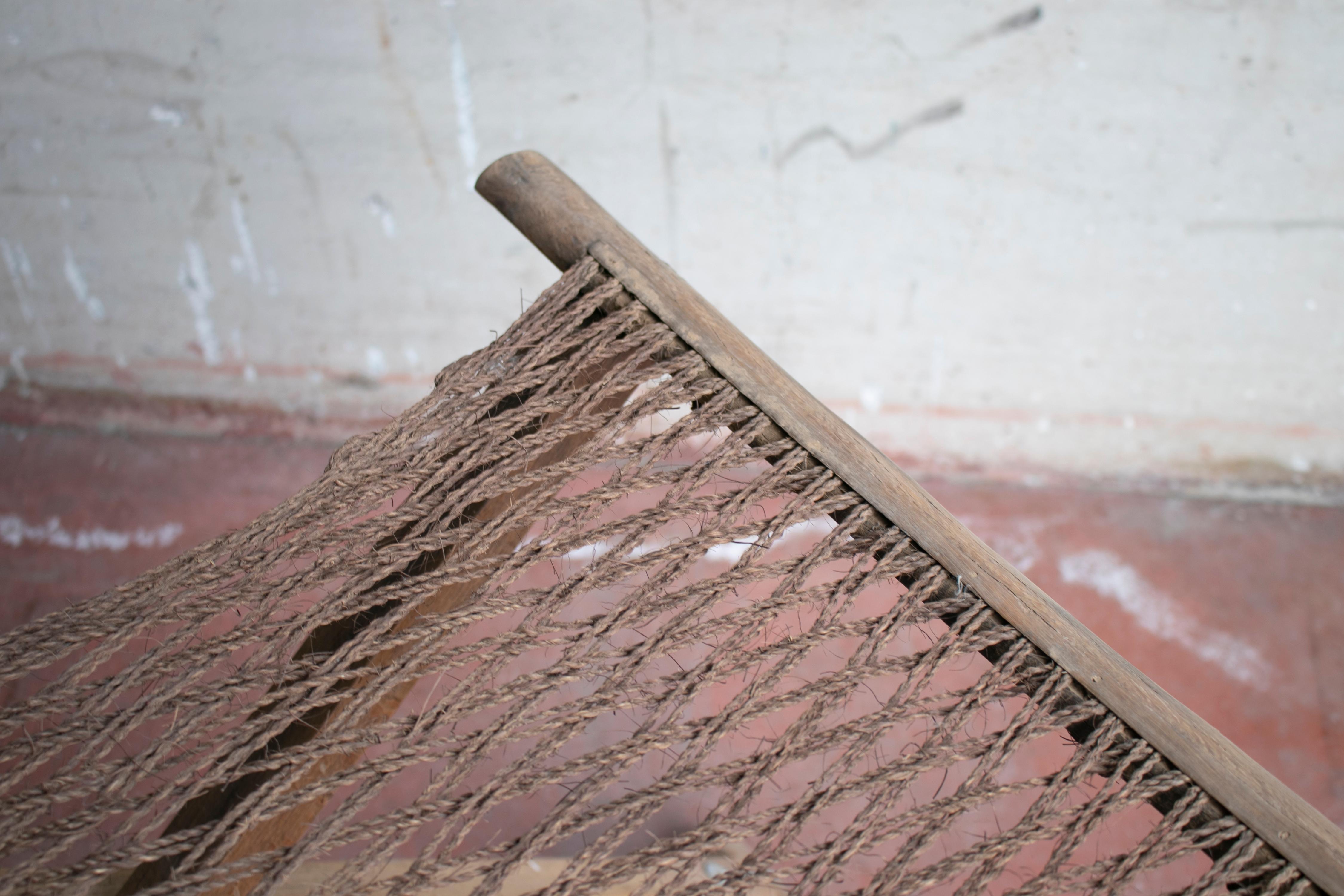 1940s Chinese Deck Sofa Chair with Arms and Woven String Seat 10