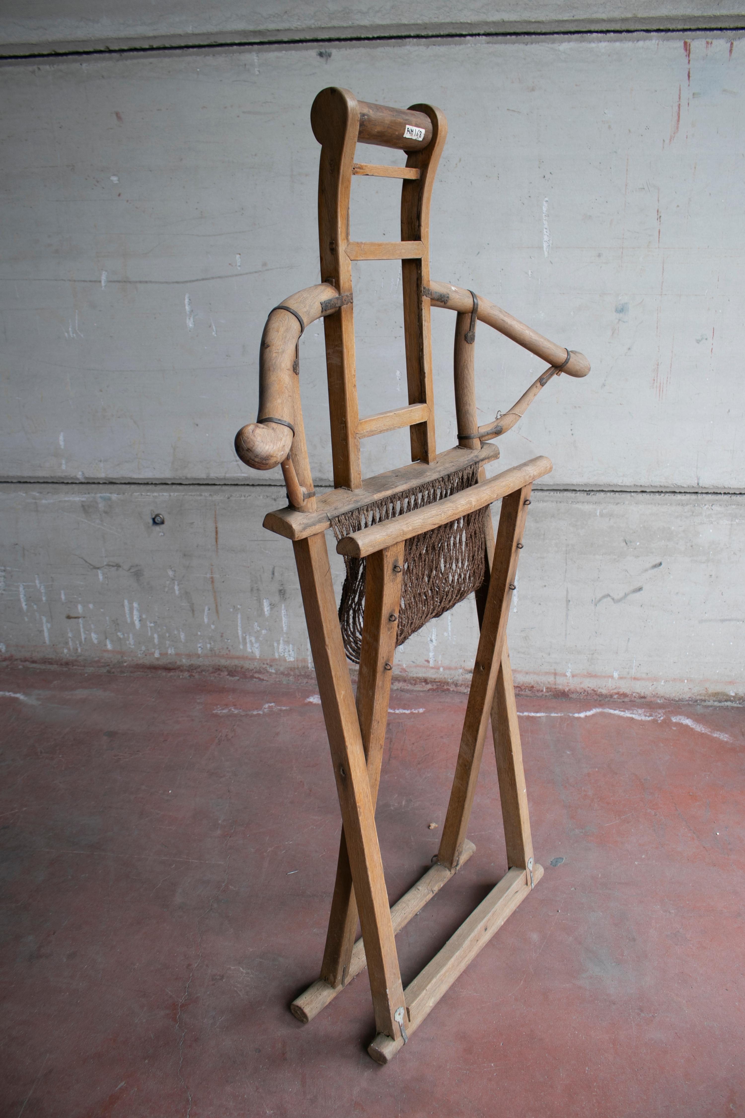 1940s Chinese Deck Sofa Chair with Arms and Woven String Seat 2