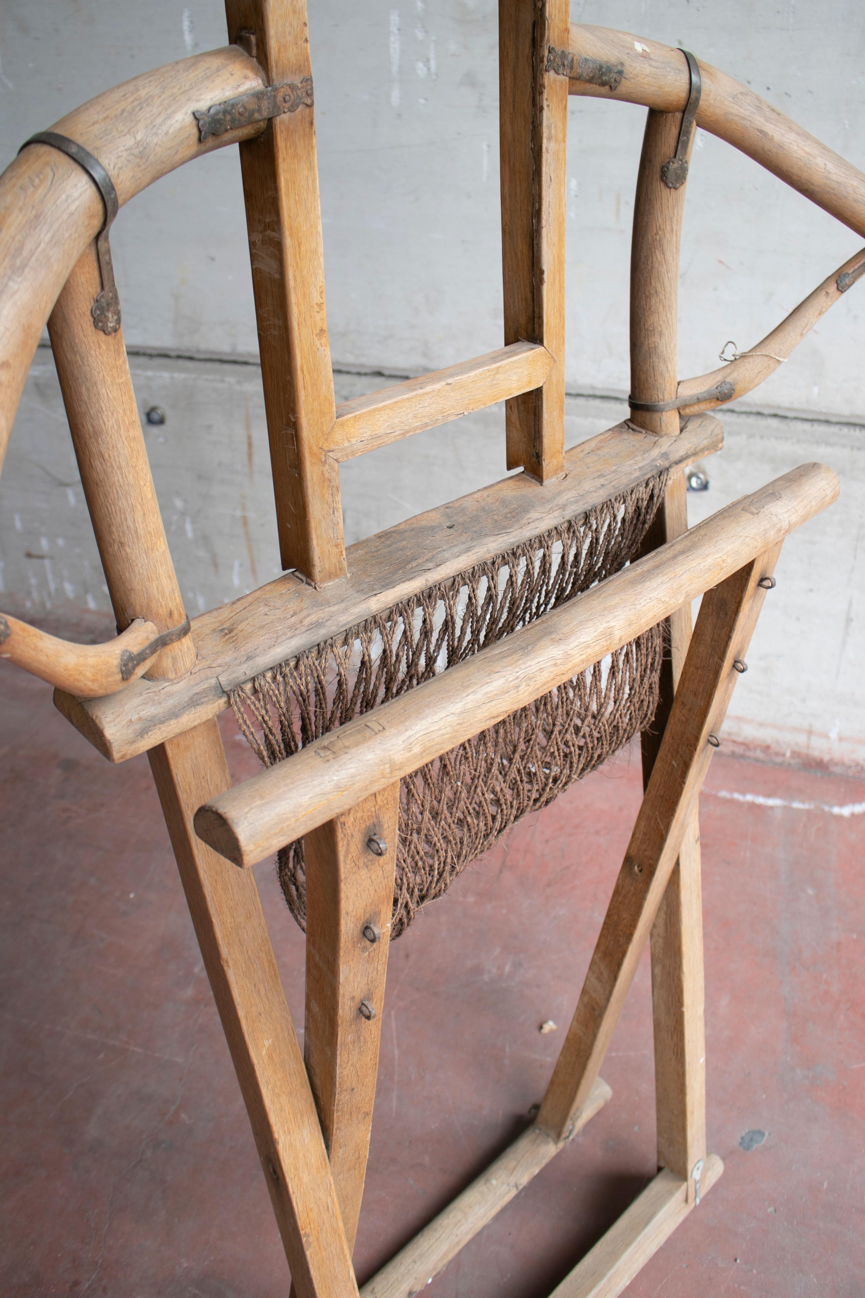 1940s Chinese Deck Sofa Chair with Arms and Woven String Seat 3