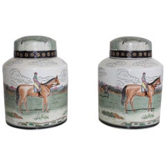 1940s Chinese Equestrian Ginger Jars