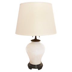 1940s Chinese Pale White Glazed Ceramic Table Lamp