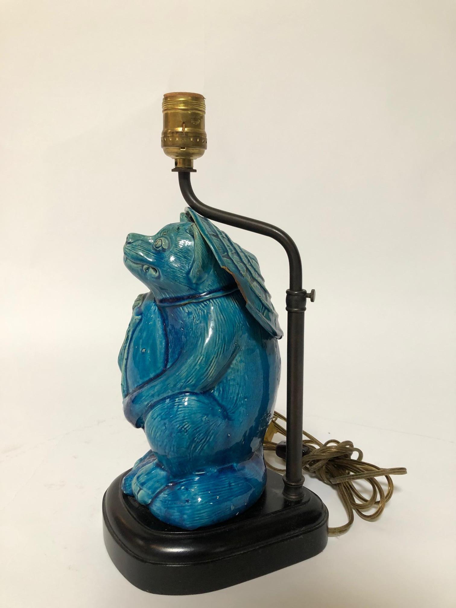 1940s Chinese Porcelain Lamp of a Rat For Sale 2