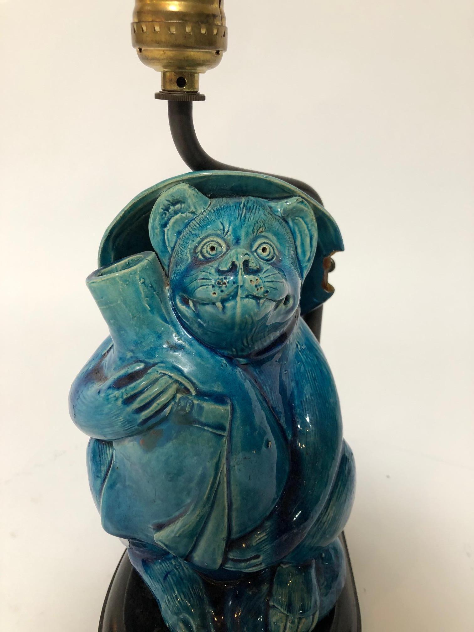 1940s Chinese Porcelain Lamp of a Rat For Sale 3