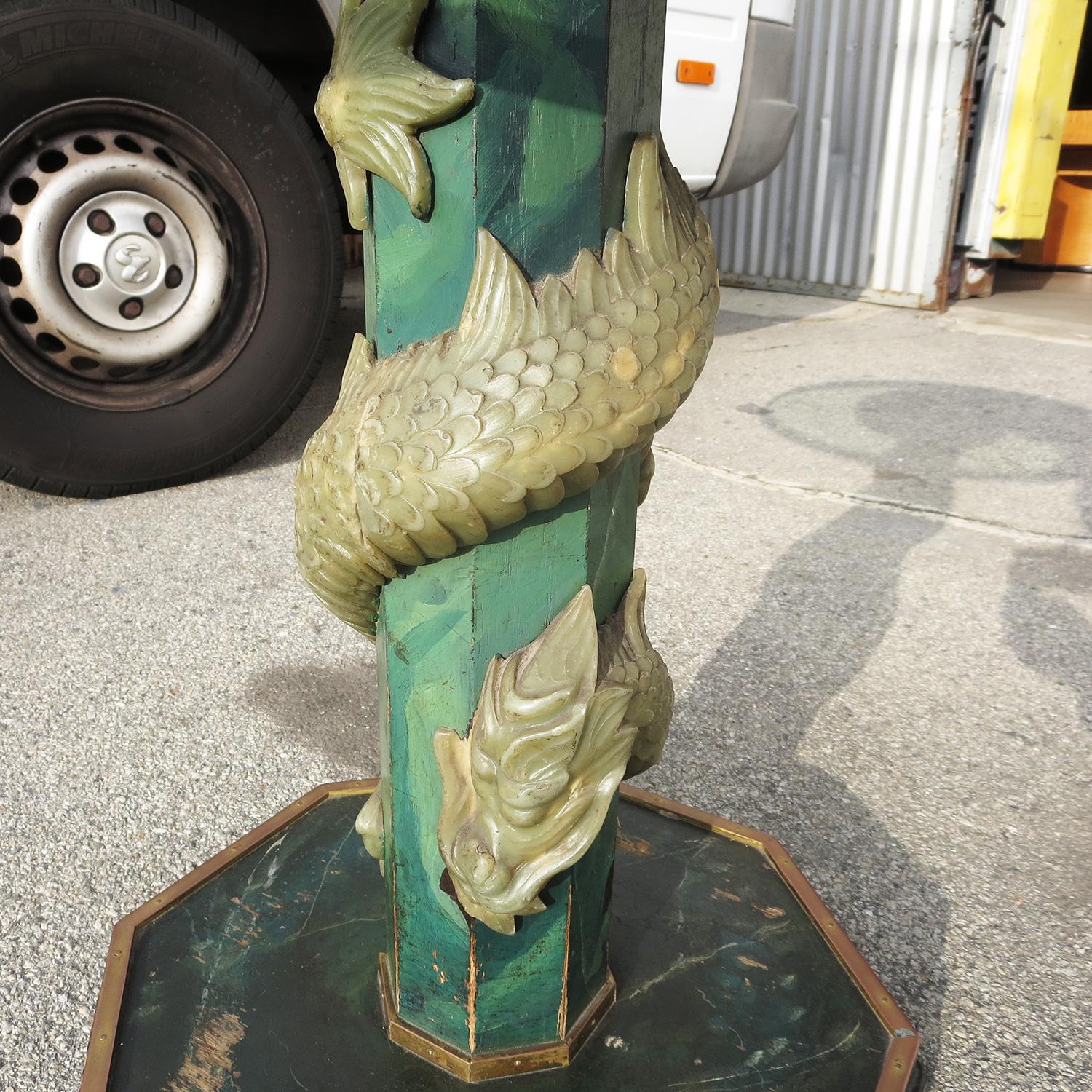 Carved 1940' Chinese Stone Dragons Side Tables For Sale