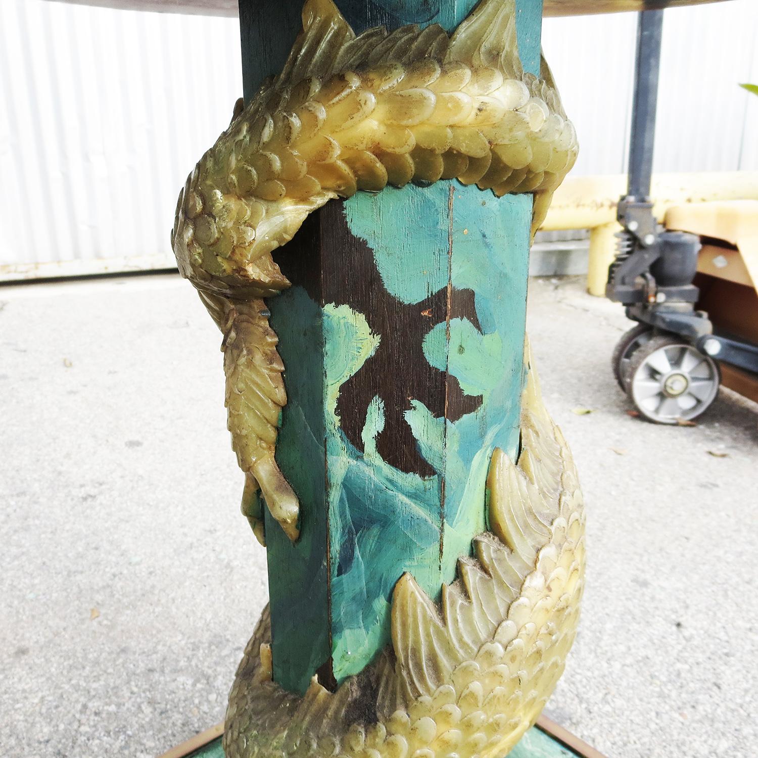 1940' Chinese Stone Dragons Side Tables In Fair Condition For Sale In North Hollywood, CA
