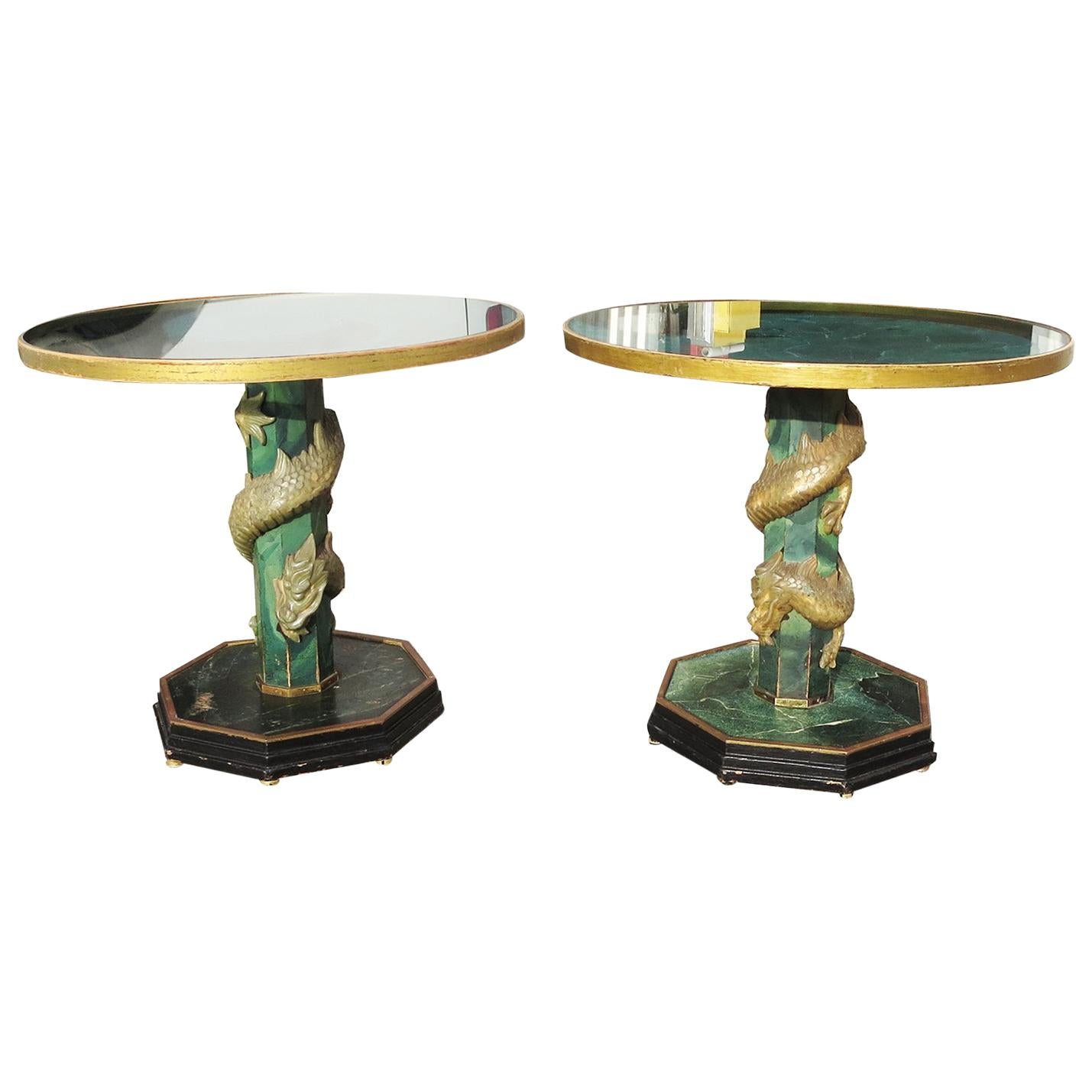 1940' Chinese Stone Dragons Side Tables For Sale