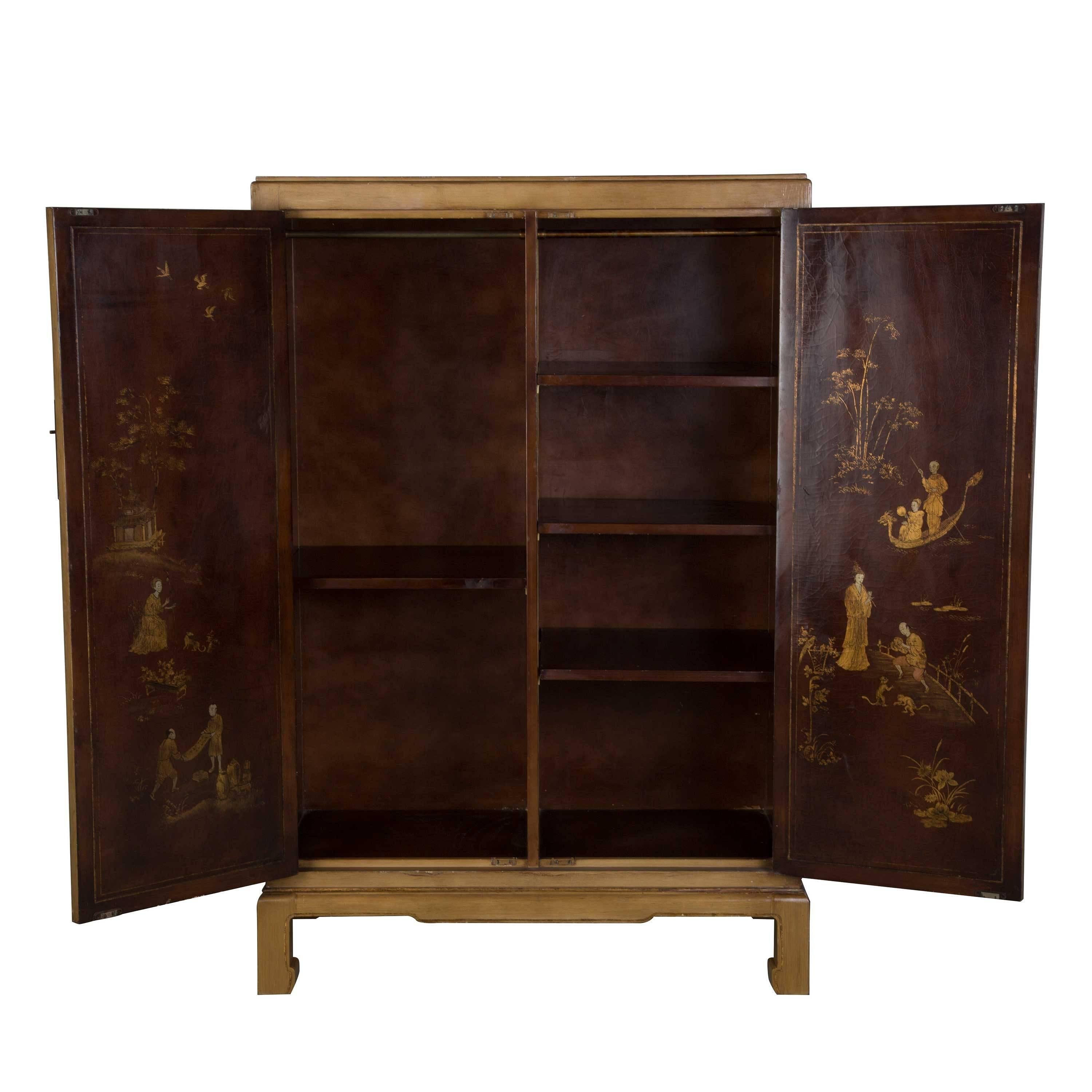 Mid-20th Century 1940s Chinoiserie Decorated Cabinet