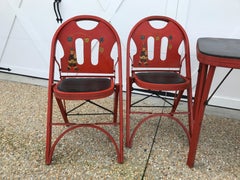 1940s Chinoiserie Mahjong Card Table Set, 5 Pieces