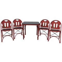 1940s Chinoiserie Mahjong Card Table Set, 5 Pieces
