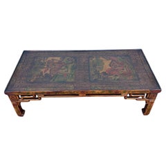 1940er Jahre Chinoiserie Ming Stil Vergoldet Handbemaltes Holz  Couchtisch