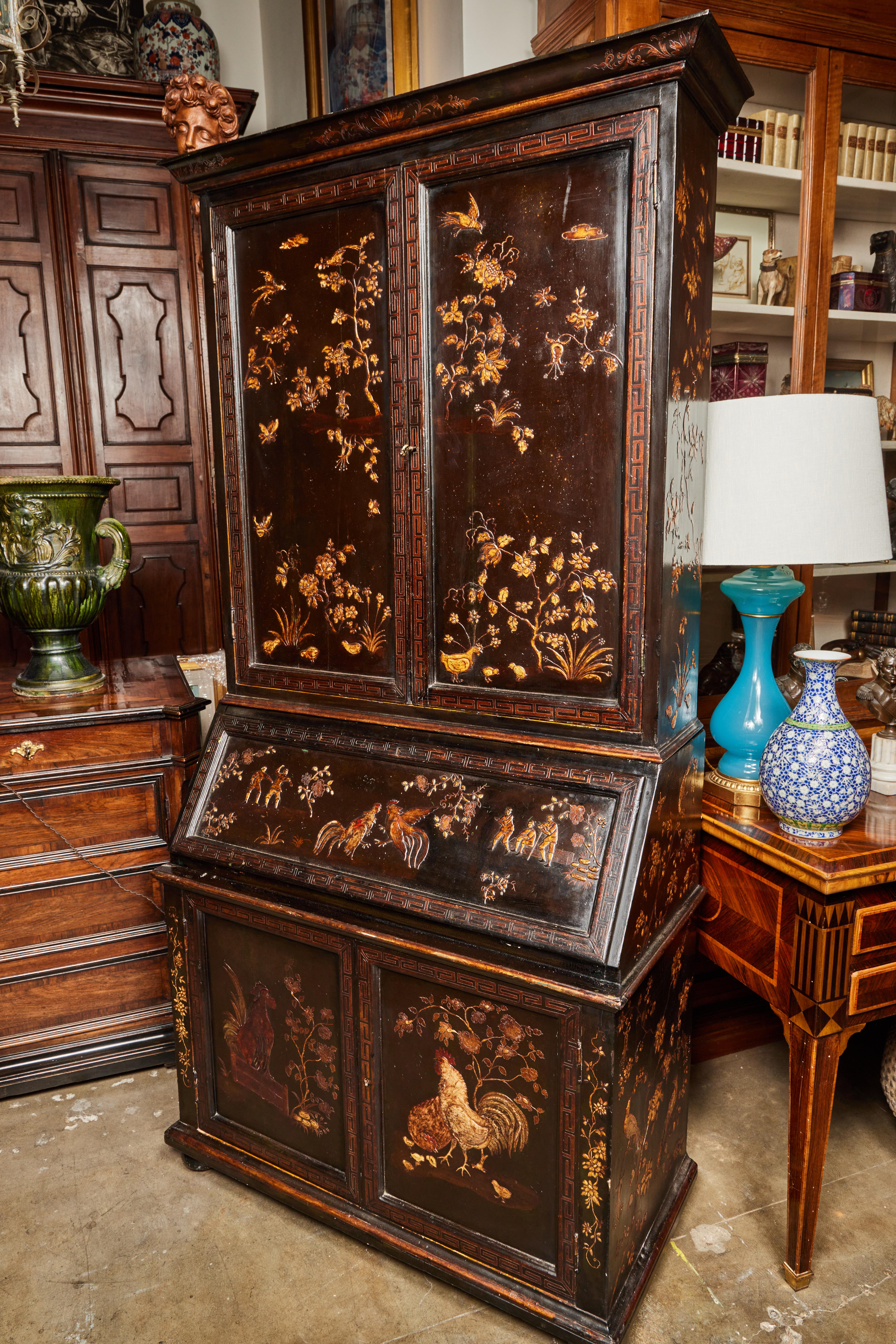 Mid-20th Century 1940's, Chinoiserie Secretary For Sale