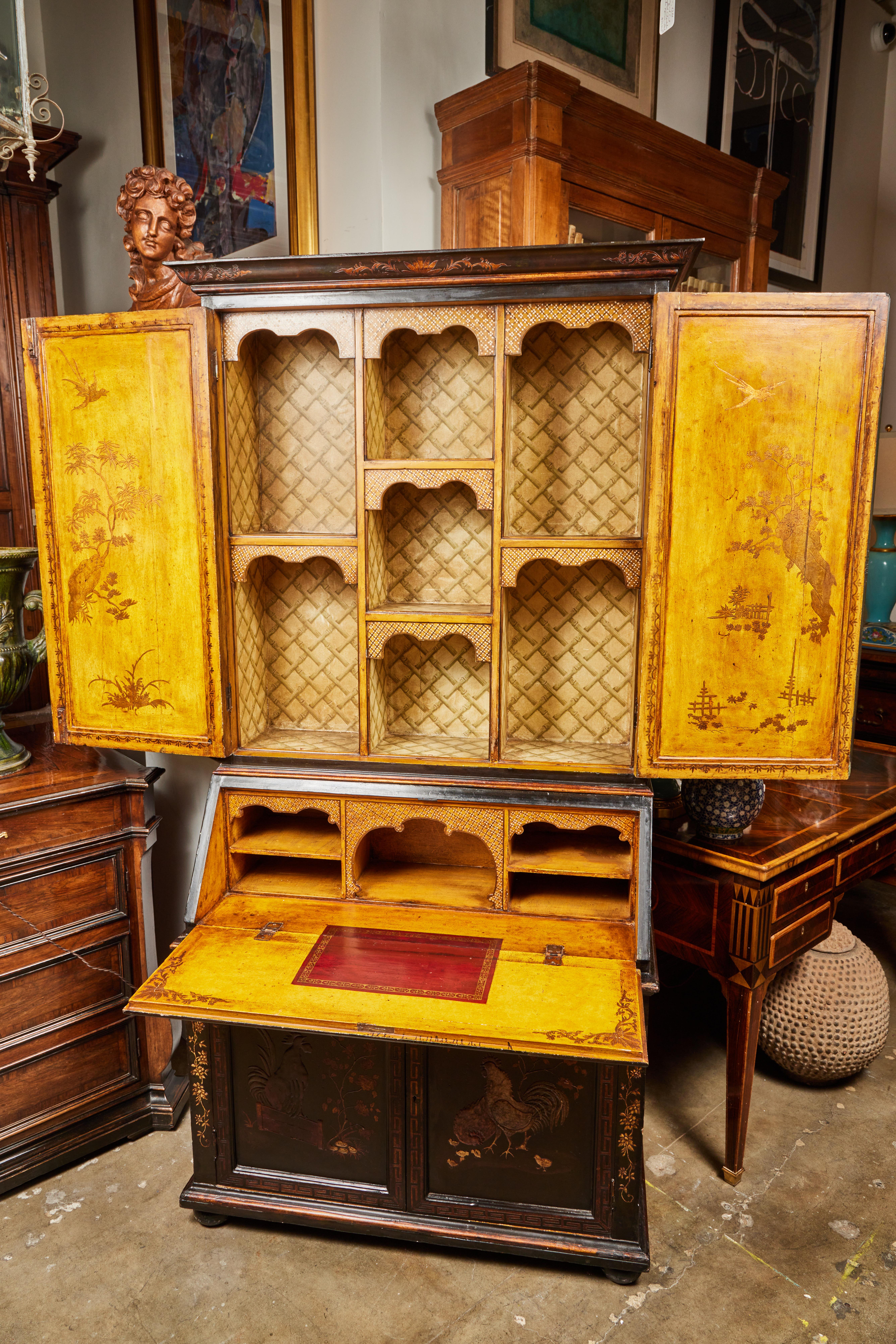 Wood 1940's, Chinoiserie Secretary For Sale