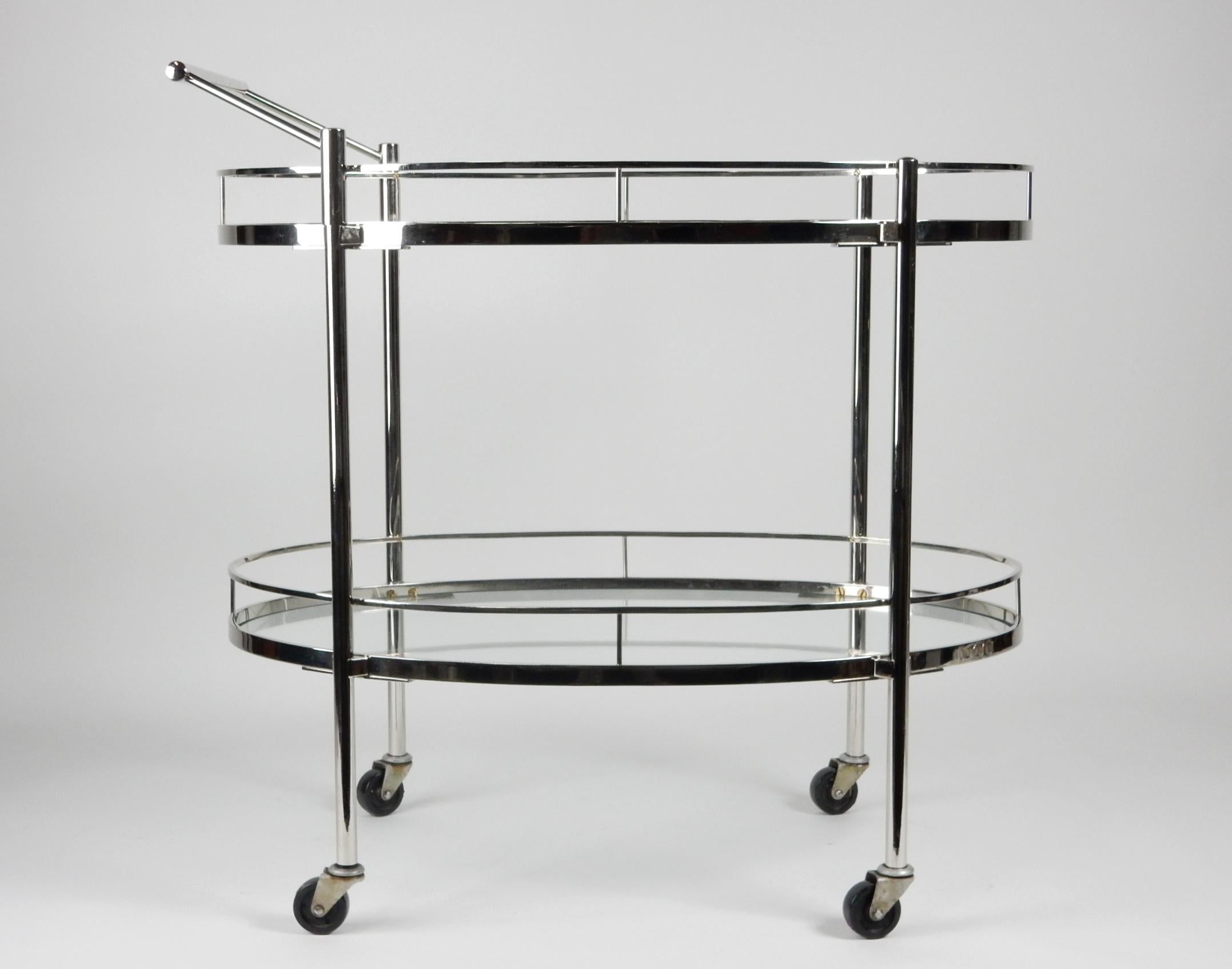 Art Deco 1940s Chrome Bar Cart Trolley by Maxwell-Phillips of New York