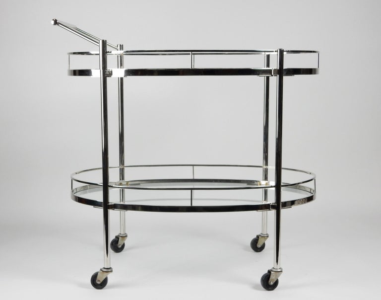 Art Deco 1940s Chrome Bar Cart Trolley by Maxwell-Phillips of New York For Sale