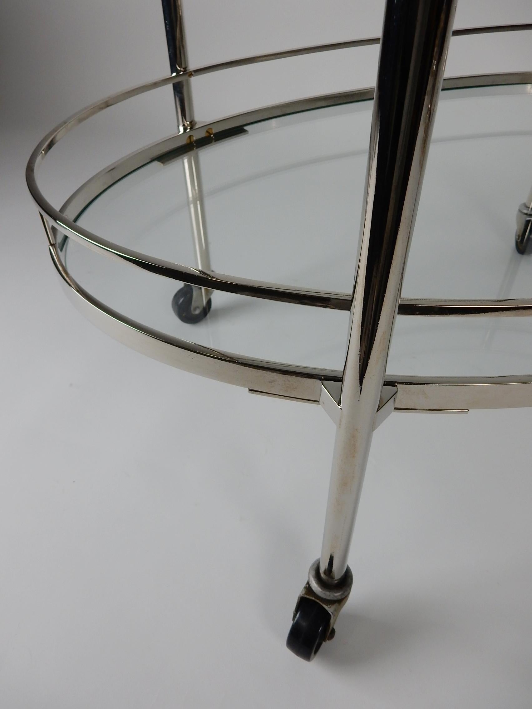 1940s Chrome Bar Cart Trolley by Maxwell-Phillips of New York In Good Condition For Sale In Las Vegas, NV