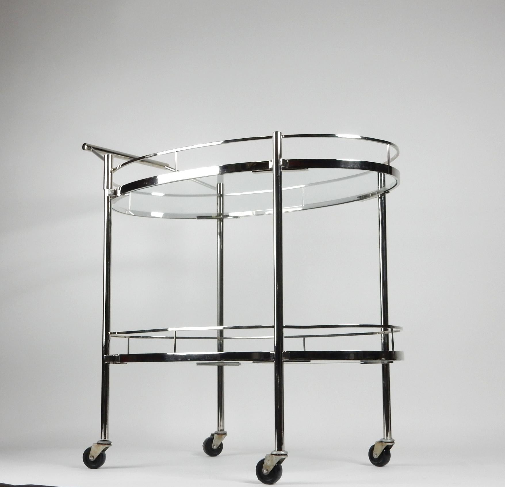 Mid-20th Century 1940s Chrome Bar Cart Trolley by Maxwell-Phillips of New York