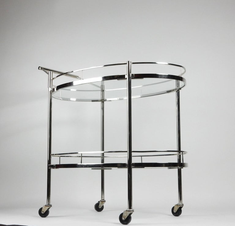 Mid-20th Century 1940s Chrome Bar Cart Trolley by Maxwell-Phillips of New York For Sale