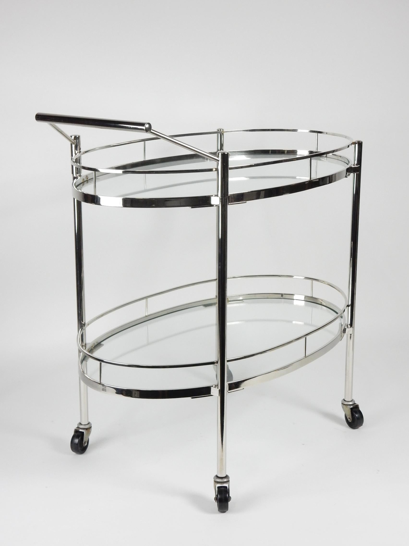 1940s Chrome Bar Cart Trolley by Maxwell-Phillips of New York 1