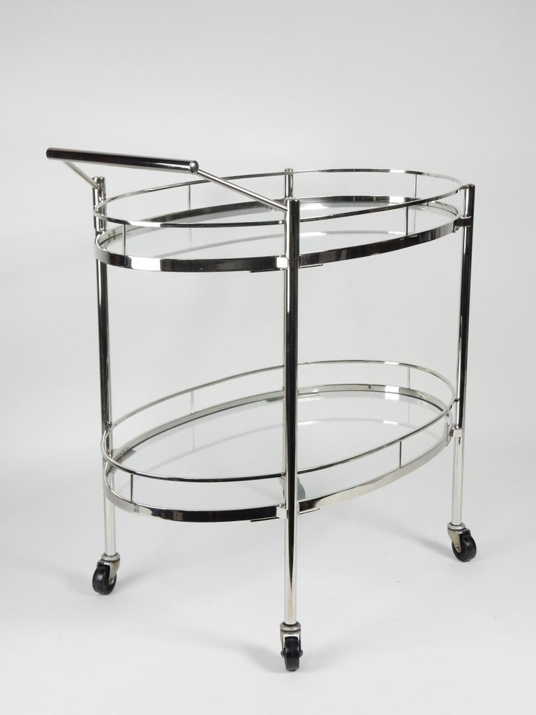 1940s Chrome Bar Cart Trolley by Maxwell-Phillips of New York For Sale 1